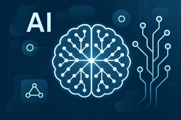 Artificial intelligence concept with brain and circuit board design