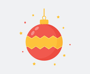 Festive Flat Vector Christmas Bauble Ornament Icon Illustration