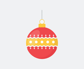 Festive Flat Vector Christmas Bauble Ornament Icon Illustration