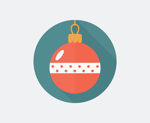 Festive Flat Vector Christmas Bauble Ornament Icon Illustration