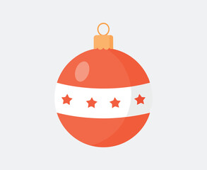 Festive Flat Vector Christmas Bauble Ornament Icon Illustration