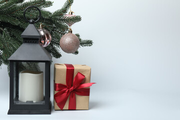 Christmas gifts under the Christmas tree isolated on white
