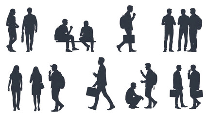 Collection of silhouettes featuring diverse people in various activities and poses