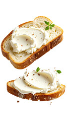 Bread slices topped with cream cheese and herbs