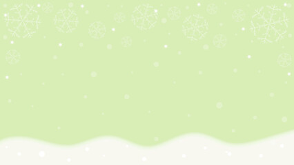 Fototapeta premium Light Green Background Wallpaper Decorated With Sparkling Snowflakes In Winter Season