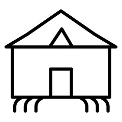 Bungalow vector line icon design