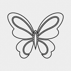 Elegant symmetrical butterfly outline with intricate body details ideal for graphic design and illustration projects