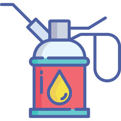 Red Oil Can With A Yellow Drop Design And A Handle In A White Background