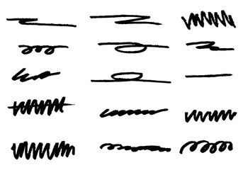 Set of different hand drawn vector strokes.