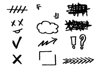 Set of different hand drawn vector doodles.