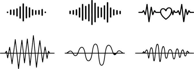 Audio Sound Wave Set Voice Recognition, Music Frequency, Pulse Beats and Oscilloscope