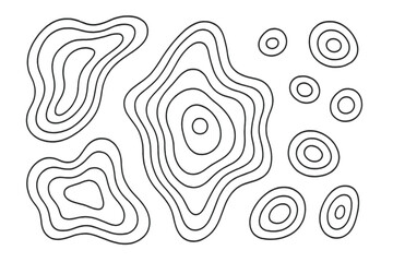 Abstract topographic contour lines with irregular shapes and concentric circles