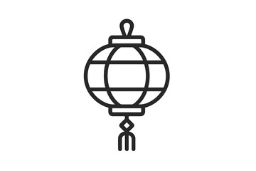 Minimalist outline of a traditional Asian paper lantern used during cultural festivals