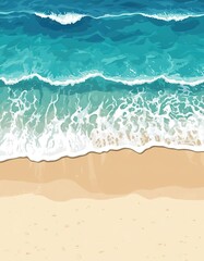 sea wave on sandy beach. top view. illustration. place for text.