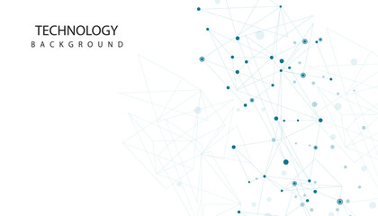 Abstract white technology background with blue geometric plexus network, Grid point connecting background.