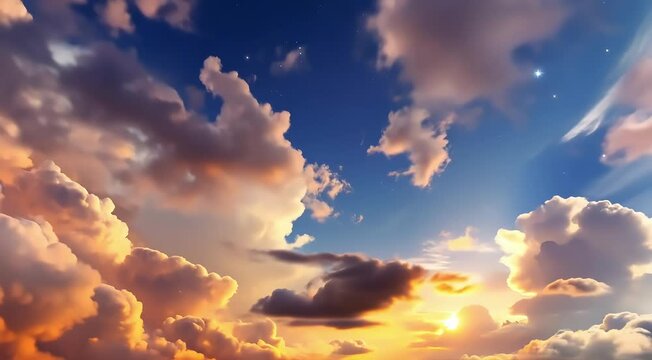 Sky shapes shift with dreamy orchestral tones  
