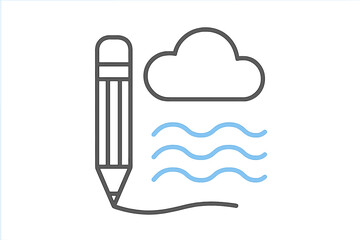 Pencil drawing a cloud and wavy lines representing creative writing or weather concepts