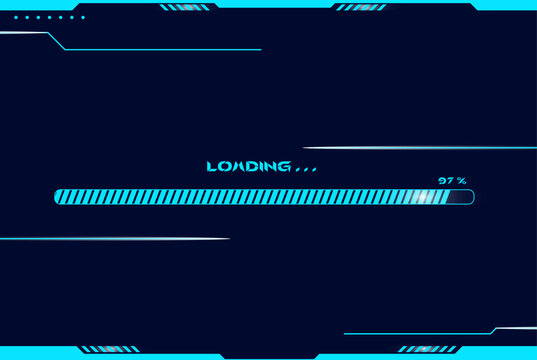 Data-processing themed tech backdrop with a loading bar or progress animation. Ideal for tech illustrations, user interfaces, and game titles.