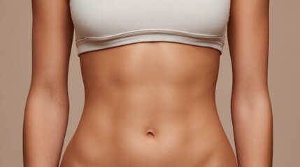 Realistic Abdomen Showing Loose Skin Texture Before Significant Weight Loss Journey in Neutral Color Tones