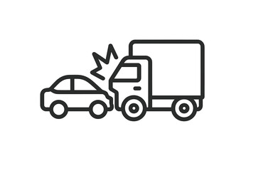 Serious traffic collision symbol showing a car hitting the rear of a large truck