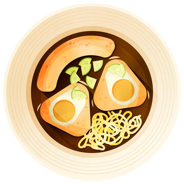 Illustration of Indonesian Food Pempek Palembang