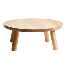 Elegant round wooden stool isolated on transparent background, featuring a smooth surface and sturdy legs, perfect for adding a touch of minimalist style to any room