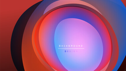 Abstract layers create circular design. Vibrant colors blend, forming gradient effect. Modern background suitable for digital projects.