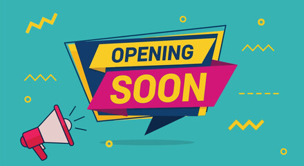 Opening soon announcement template vector graphic illustration
