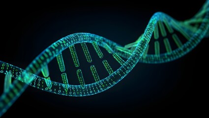 Digital dna helix structure representing genetic data processing