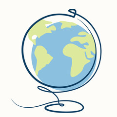 Globe one line drawing. Globe single line illustration. Globe minimalist line art. Globe vector art