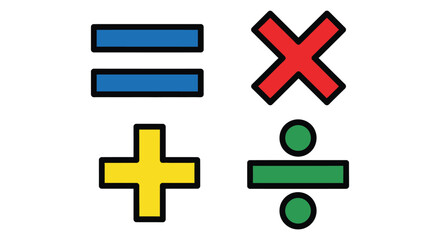 Math symbols clip art colorful mathematics education illustration