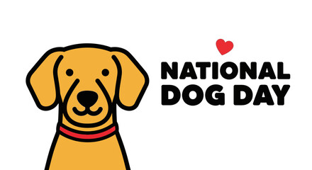 National dog day celebration cute dog illustration and greeting