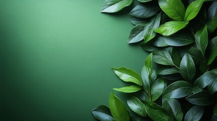 Obraz premium Close-up shot of vibrant green leaves set against a textured green backdrop. Perfect for nature, growth, and freshness themes.
