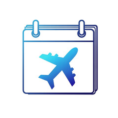 Fototapeta premium Airplane icon on calendar page representing travel planning and scheduling