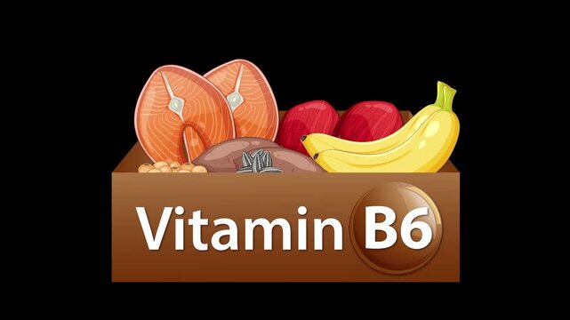 Vitamin B6 Food Sources Emerging from Box Animation Sequence