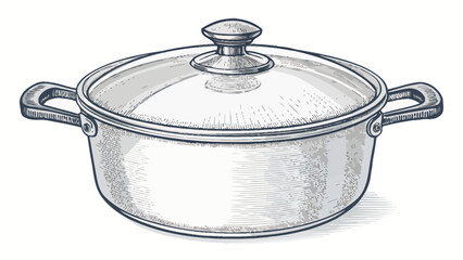 Elegant kitchenware illustration of a cooking pot with lid, perfect for culinary designs and food-related projects, rendered with precision from a scalable vector