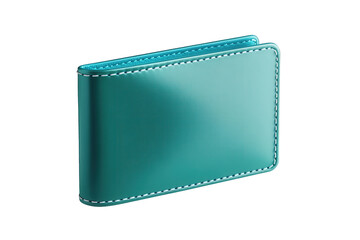A stylish teal wallet, isolated on transparent background, showcases modern design and functionality, perfect for carrying essentials with elegance and a touch of sophistication