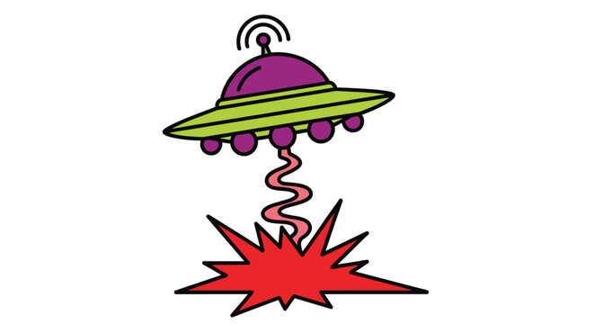 Cartoon ufo alien invasion spaceship illustration vector graphic