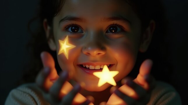 Childhood Dreamer Gazing at a Starry Night Sky