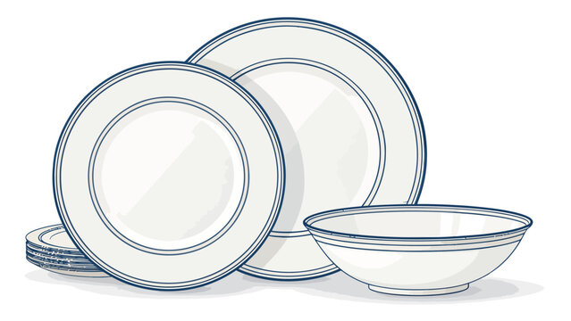 Elegant dinnerware set with classic blue trim, perfect for stylish dining, sophisticated gatherings, and showcasing culinary creations with timeless grace