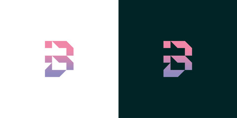 Modern abstract letter B logo design with a colorful gradient, representing digital innovation and creative technology