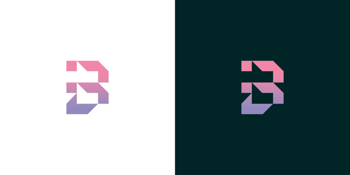 Modern abstract letter B logo design with a colorful gradient, representing digital innovation and creative technology