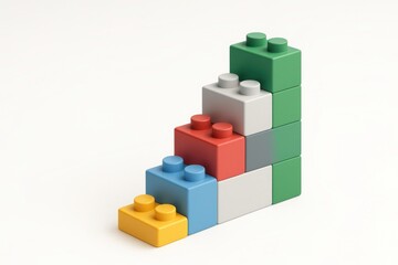 Building Block Progression: A vibrant and colorful set of building blocks is arranged in a staircase formation, visually representing growth, progress.