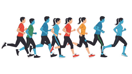 Diverse Group of People Running A Dynamic Illustration of Fitness and Movement