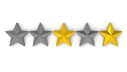 Rating stars on white background, customer feedback concept.