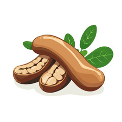 Minimalistic 2D icon featuring a sliced_tamarind isolated on a white background, an element in vector and EPS format, Icon clipart set