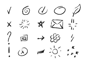 Set of different hand drawn vector arrows.