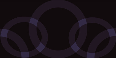 Intersecting Dark Blue Circles Pattern on Black Background.