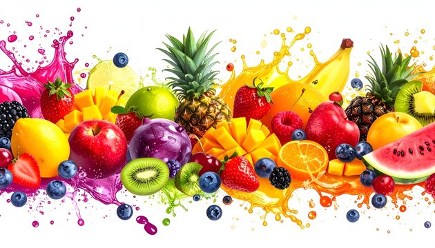 Vibrant Fruit Explosion - A Colorful Symphony of Freshness.