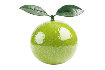 Green pomelo citrus fruit with leaves isolated on transparent background. Green pomelo citrus fruit with leaf isolated on white background.